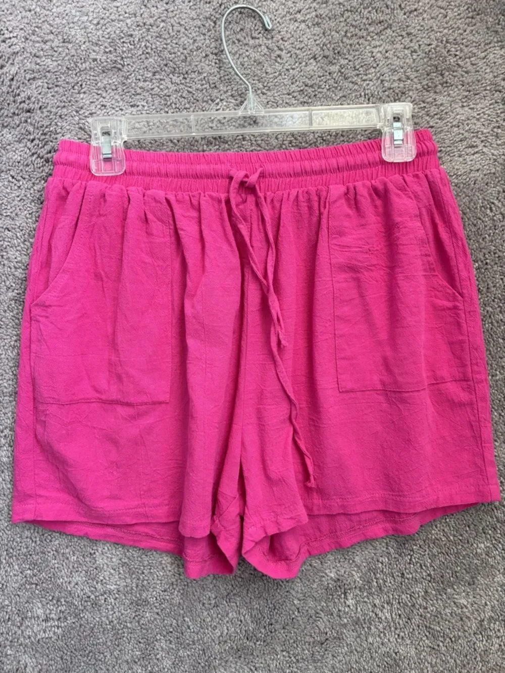 100% Cotton Matching Set Barbiecore Pink Cover up Outfit Button Up Shirt Short M